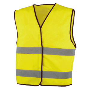 Colete de grande visibilidade, de material combinado, cor amarelo.