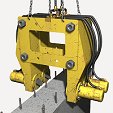 Retroescavadora sobre pneus, equipada com saneador hidráulico para muros